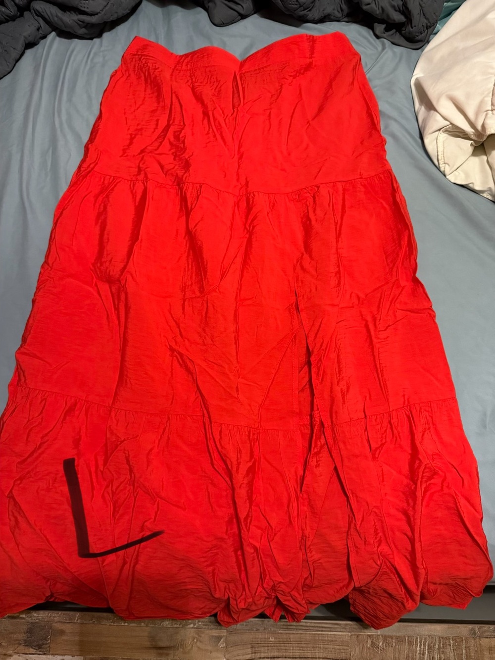 Marshalls Bright Red Strapless Tiered Maxi Skirt